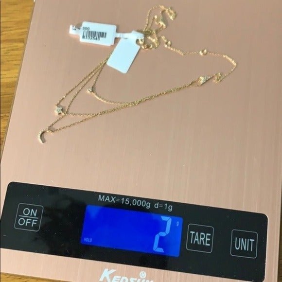 Celestial Diamond Necklace Stars Moon Gold Dainty - Picture 5 of 5